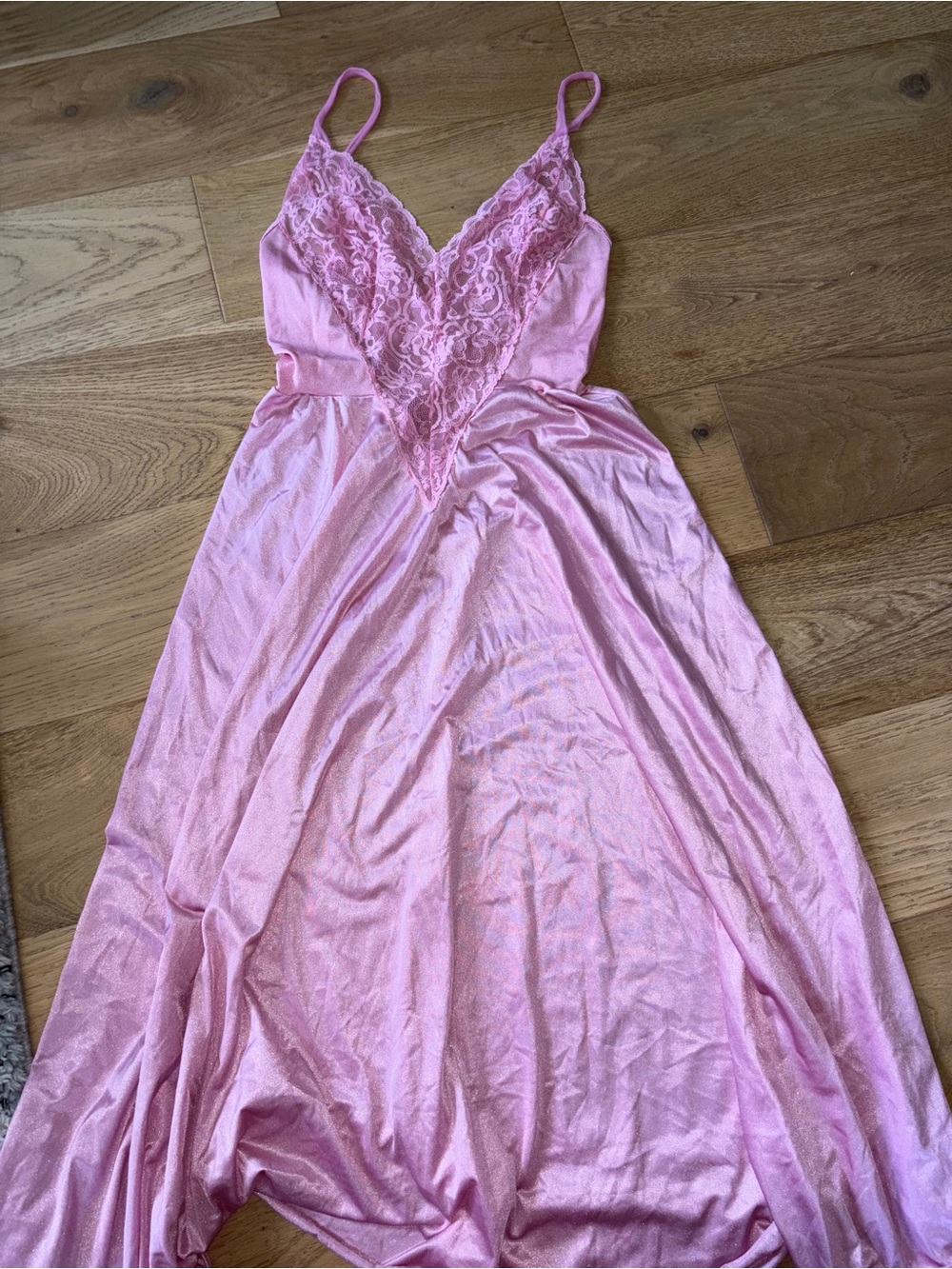 Vintage lady cameo dallas slip lace nightgown womens medium pink